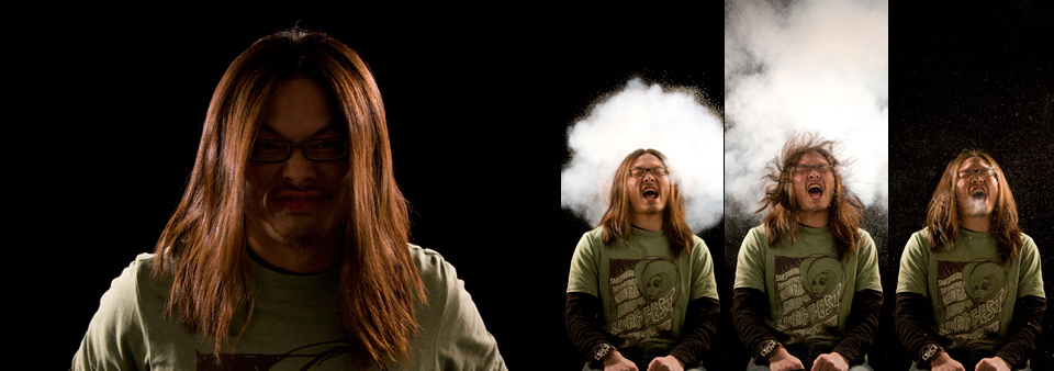 A practical powder burst captured in-camera across several frames