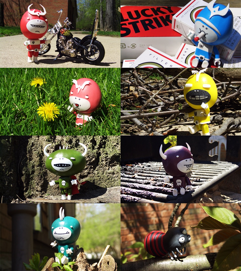 Product photography — the eight figures on location